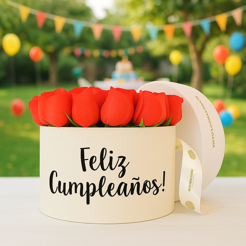 Caja de Rosas Naranja - Feliz Cumpleaños!