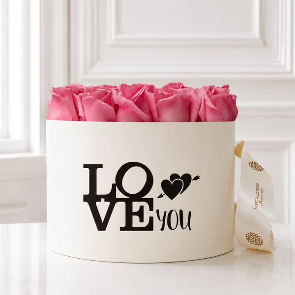 Caja de Rosas Rosa - LOVE YOU