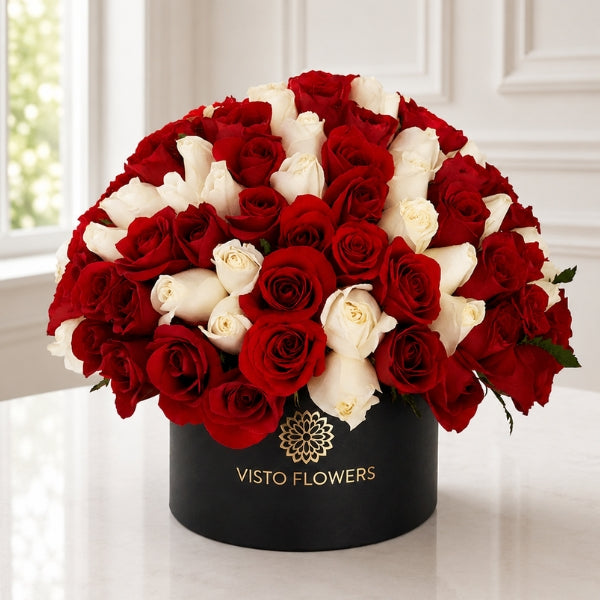 Hongo de 160 Rosas Roja y Blanca