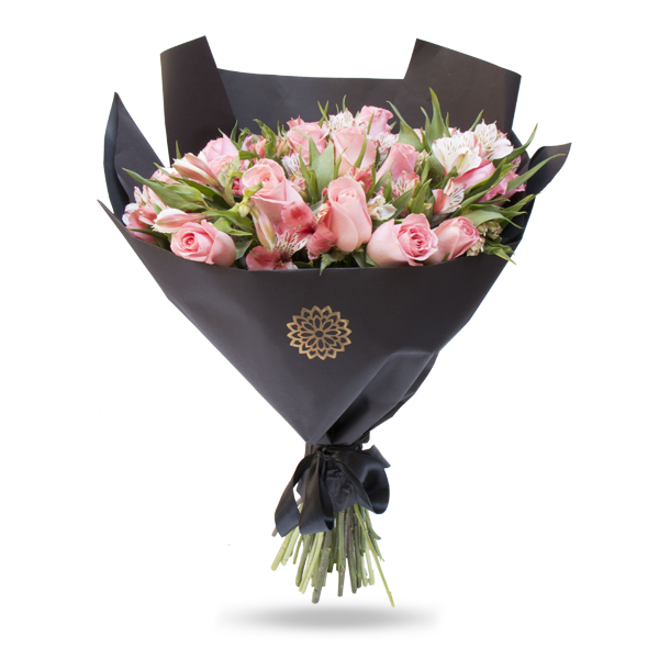 Ramo de Rosas Rosa y Astromelias