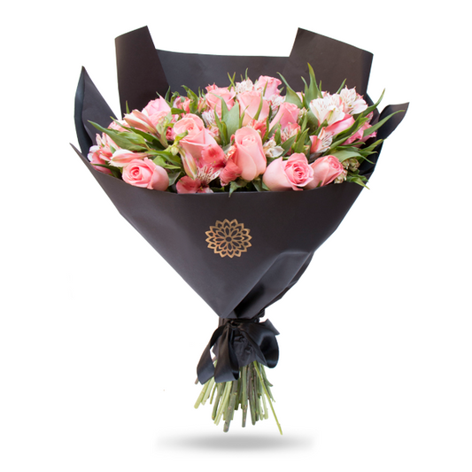 Ramo de Rosas Rosa y Astromelias
