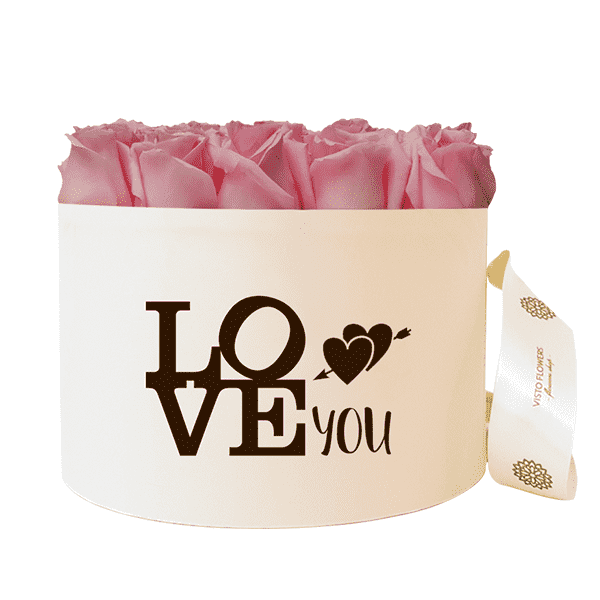 Caja de Rosas Rosa - LOVE YOU
