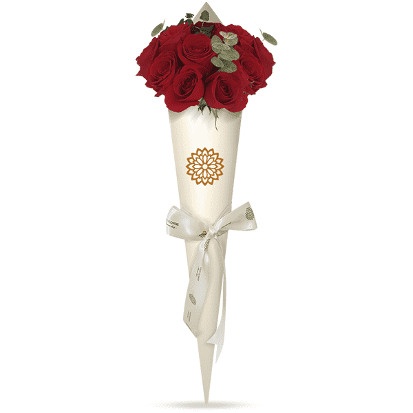 12 Rosas Cono Blanco