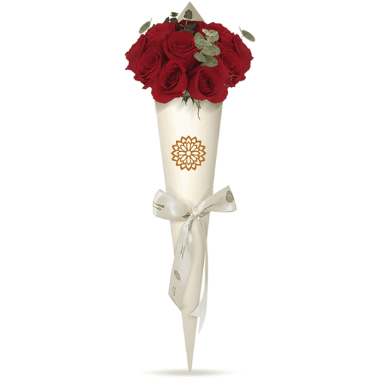 12 Rosas Cono Blanco