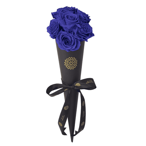 ramo-rosa-eterna-azul-negro