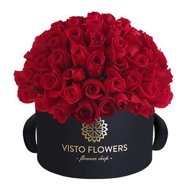 Caja Redonda Negra Bombón de Rosas