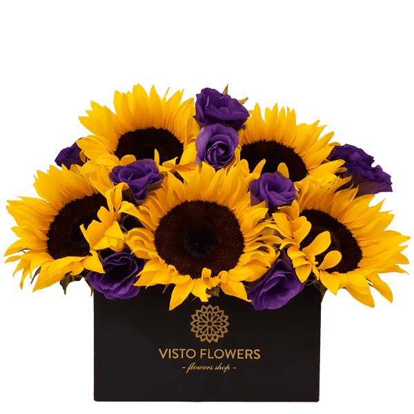 Caja de Girasoles y Lisianthus CN