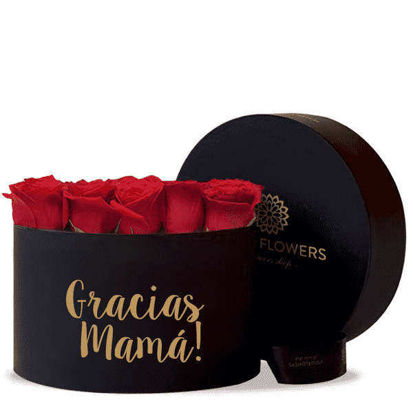 Caja Negra de Rosas "Gracias Mamá"