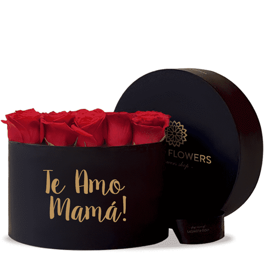 Caja de Rosas Rojas "Te Amo Mamá" NR