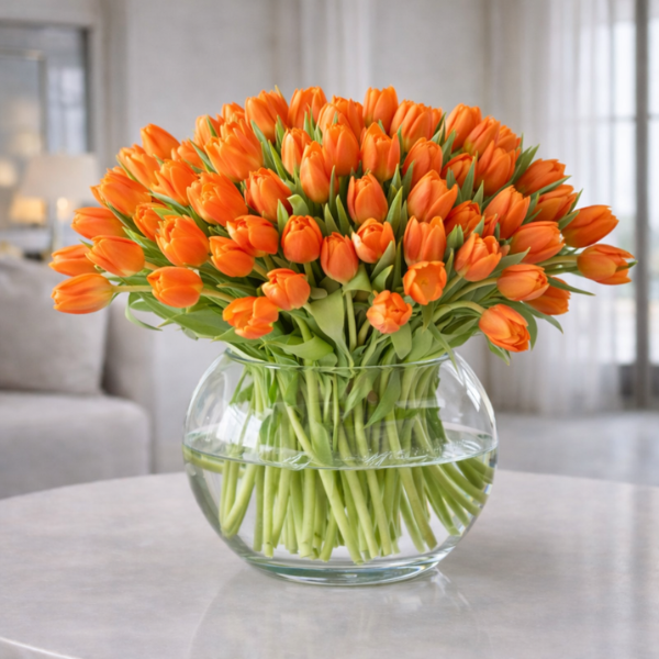 70 Tulipanes Frescos Naranja