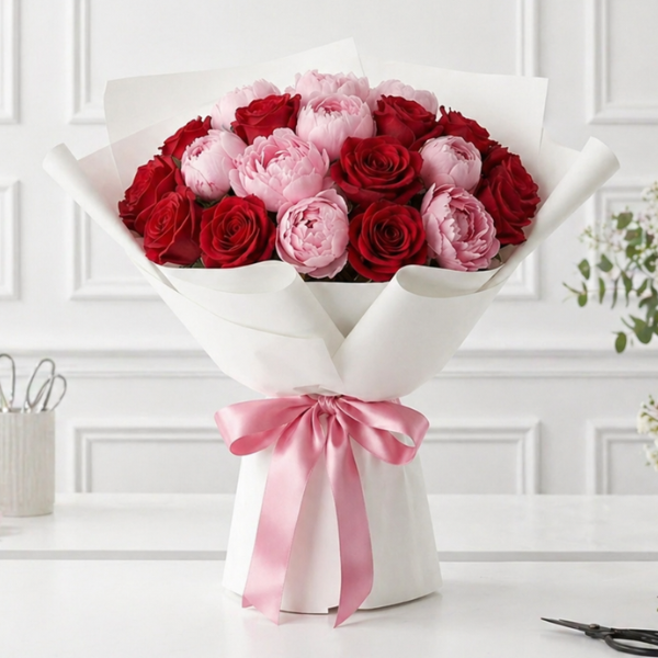 Peonias y Rosas Frescas