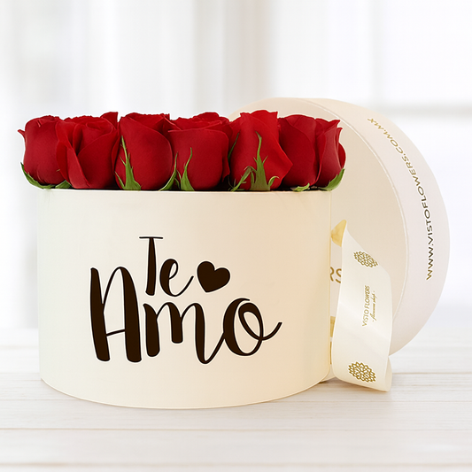 Caja Frase -Te Amo- Rosas Rojas