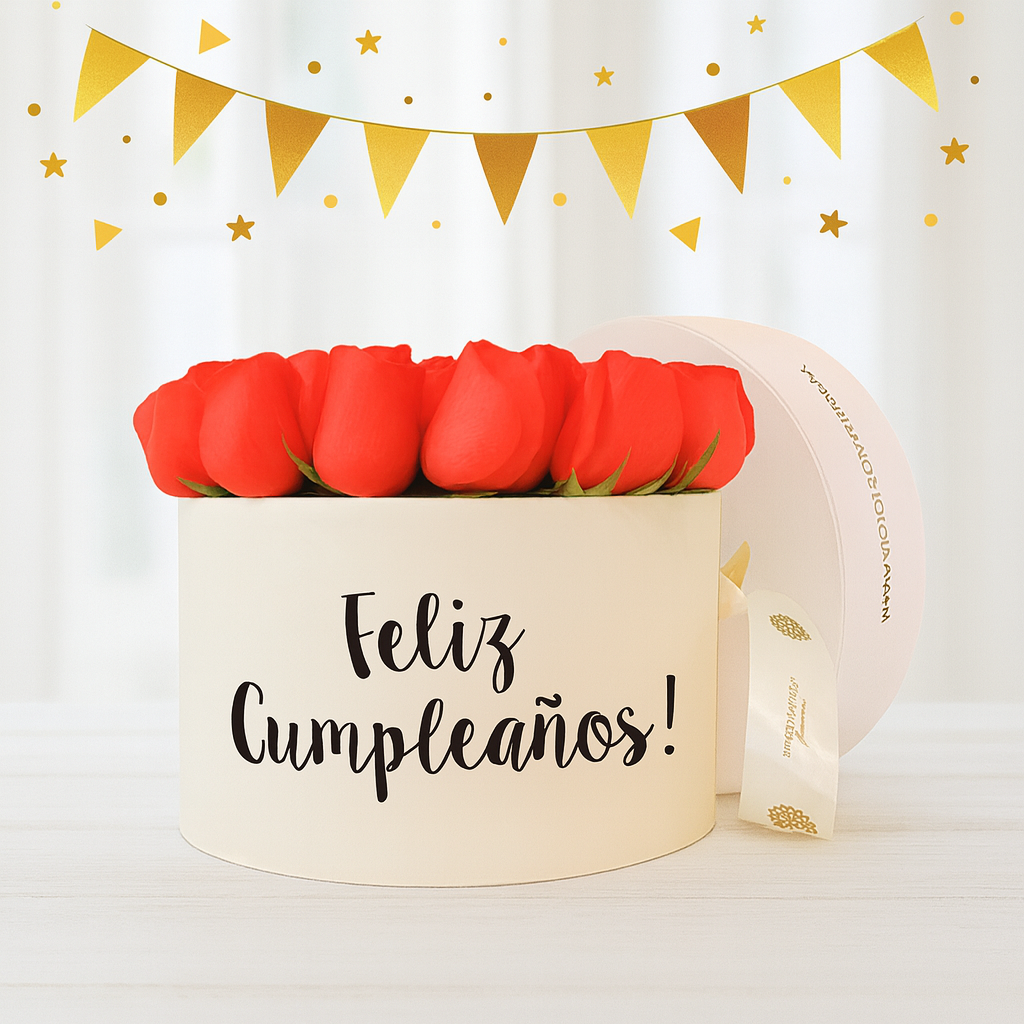 Caja de Rosas Naranja  - Feliz Cumpleaños!
