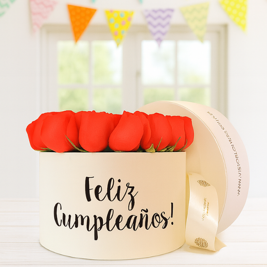 Caja de Rosas Naranja  - Feliz Cumpleaños!