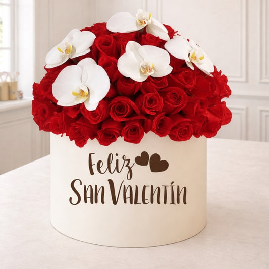 Hongo de  Rosas Rojas y Orquídeas- Feliz San Valentín