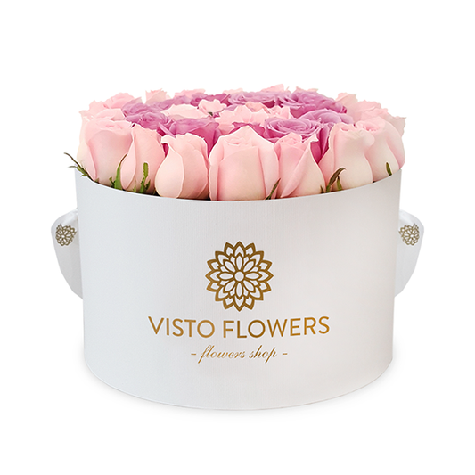 Caja de Rosas Rosa y Lilas BR