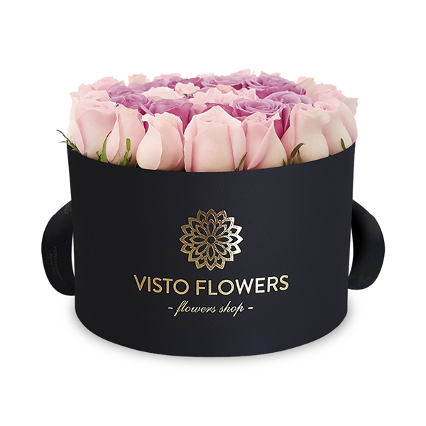 Caja de Rosas Rosa y Lilas NR