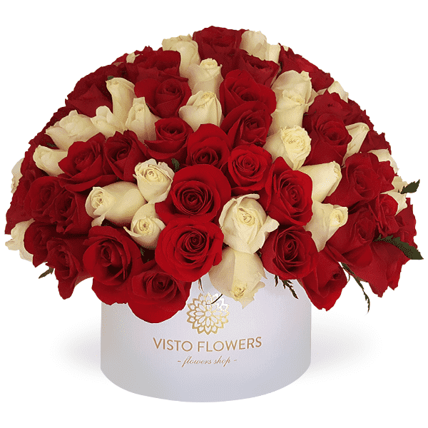 Hongo de 140 Rosas Rojas y Blancas BR