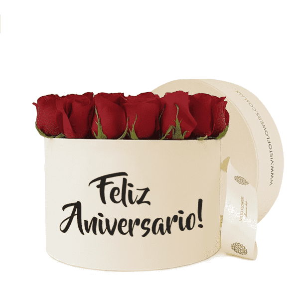 Caja de Rosas Rojas - Feliz Aniversario!