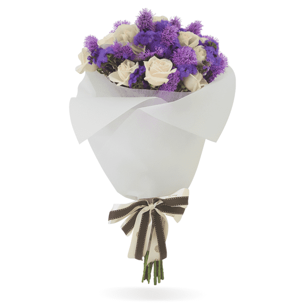 24 Rosas Blancas y Liatris