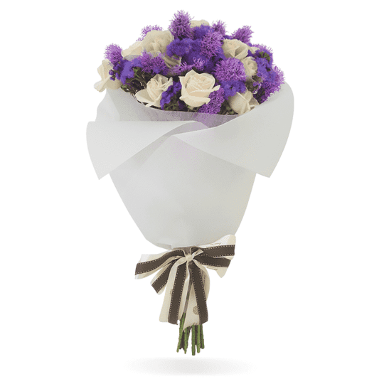 24 Rosas Blancas y Liatris