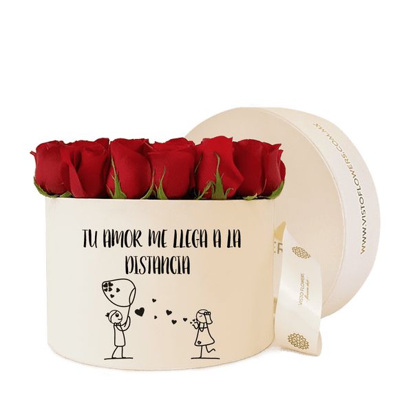 Caja de Rosas Rojas - "Tu Amor me llega a la Distancia"