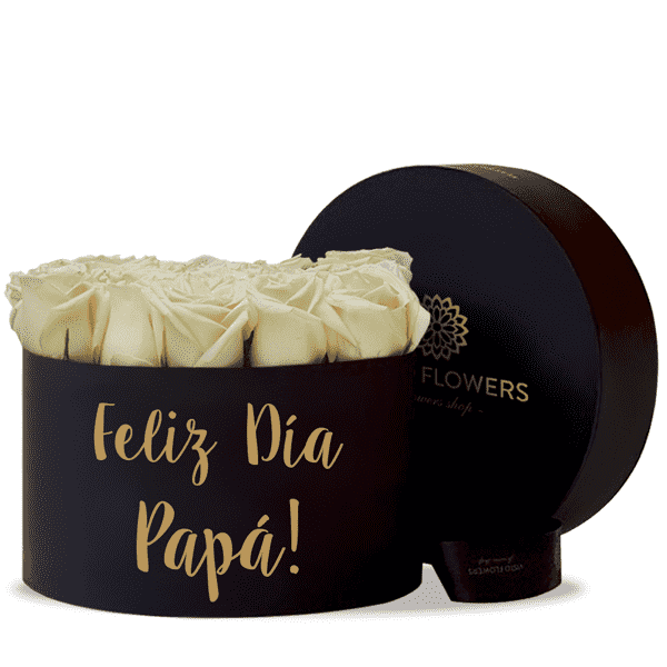 Caja de Rosas Blancas - Feliz Día Papá!
