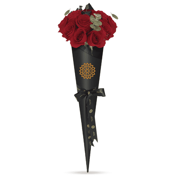 12 Rosas Rojas  Cono Negro